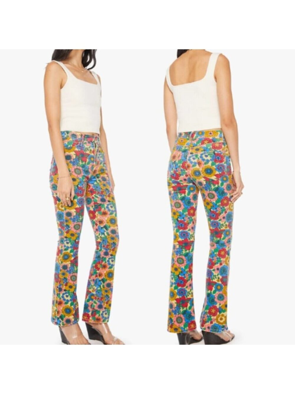 NWT Mother High Waisted Weekender Skimp Flared Leg Jeans Multicolor Size: 26